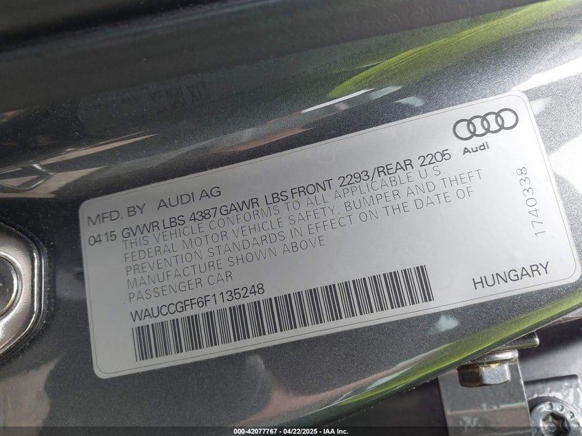 2015 AUDI A3 1.8T PREMIUM - WAUCCGFF6F1135248