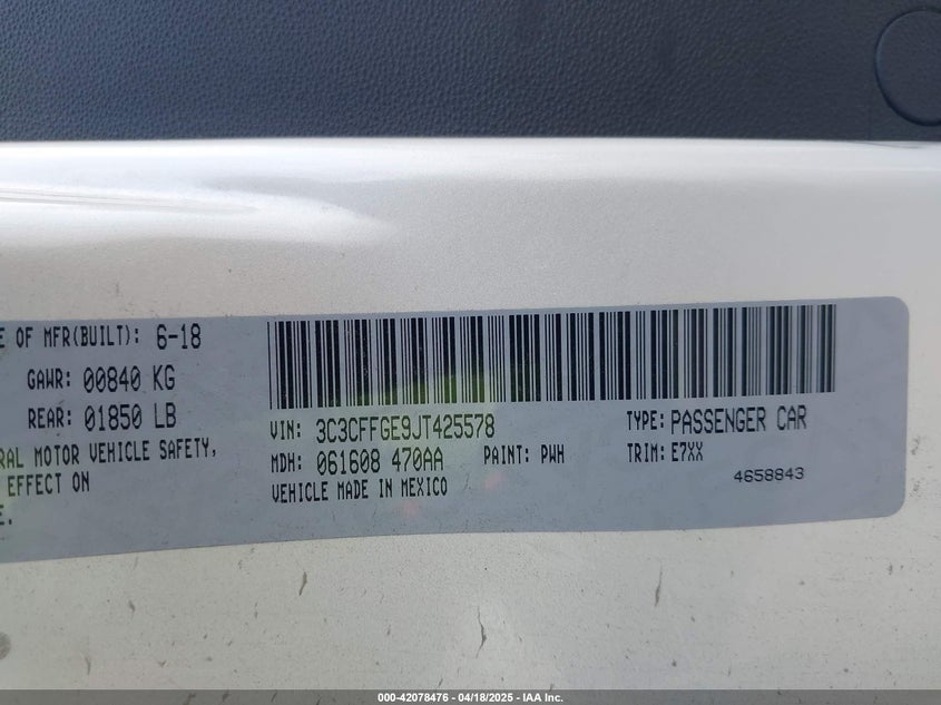 2018 FIAT 500E BATTERY ELECTRIC - 3C3CFFGE9JT425578