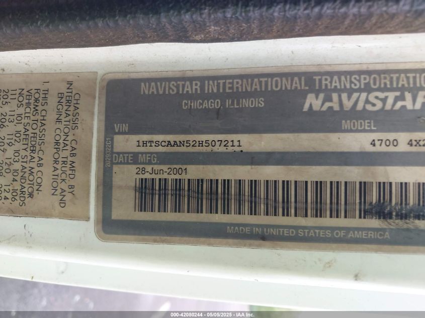 2002 International 4000 4700 VIN: 1HTSCAAN52H507211 Lot: 42080244