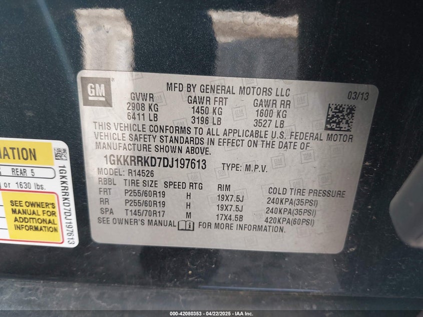 2013 GMC ACADIA SLT-1 - 1GKKRRKD7DJ197613