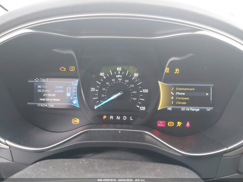 2016 FORD FUSION ENERGI VIN: 3FA6P0PU9GR357076