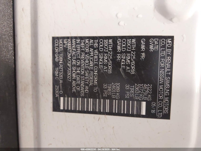 2016 NISSAN ROGUE SL - KNMAT2MV7GP703027