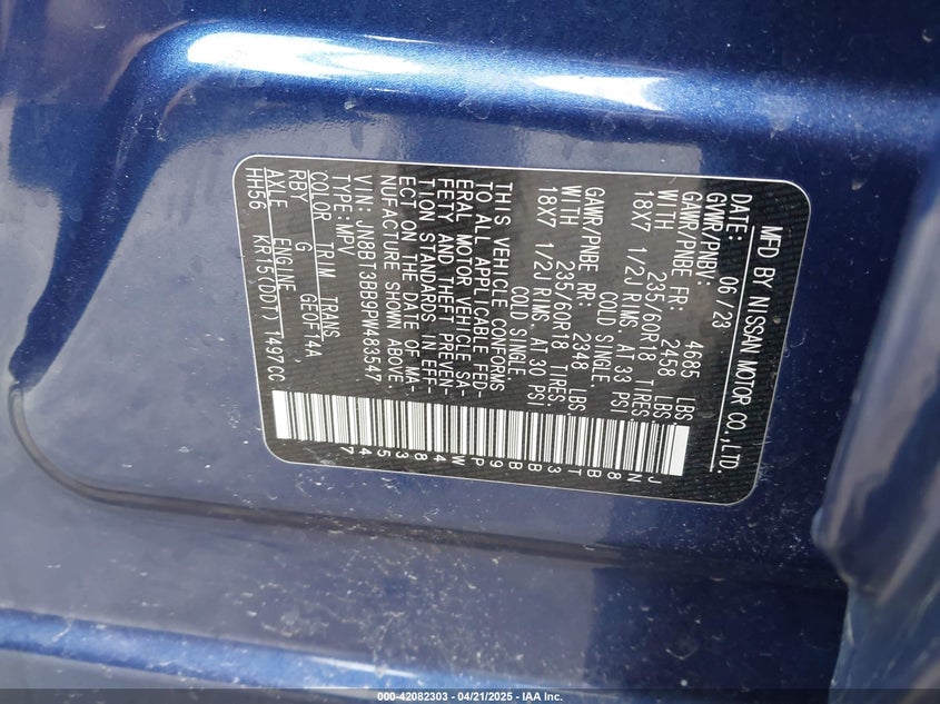 2023 NISSAN ROGUE VIN: JN8BT3BB9PW483547