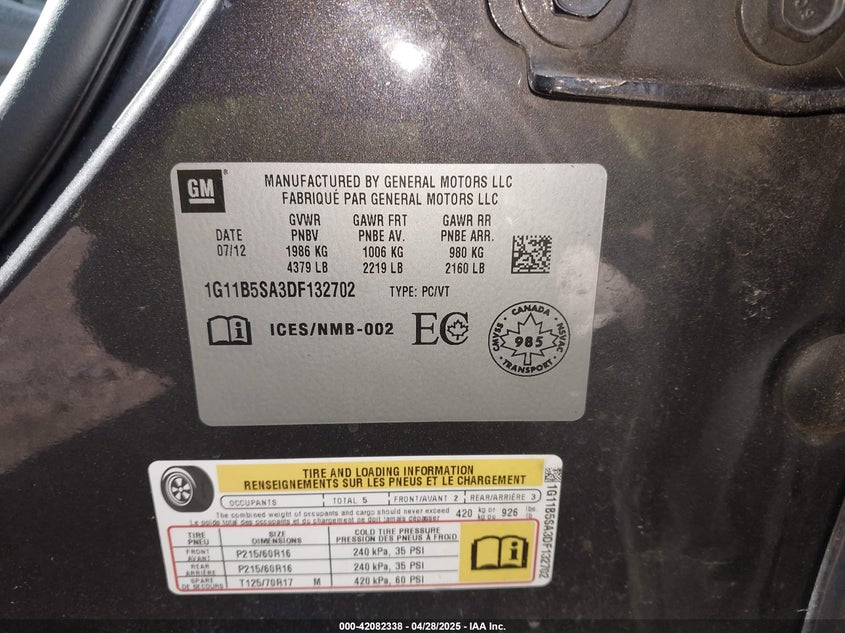 2013 CHEVROLET MALIBU 1LS - 1G11B5SA3DF132702