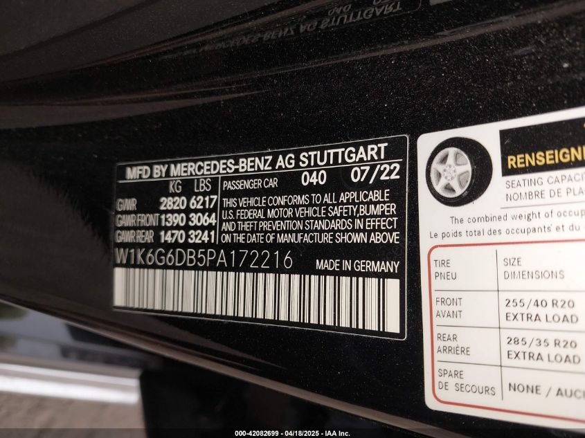 2023 Mercedes-Benz S-Class - W1K6G6DB5PA172216