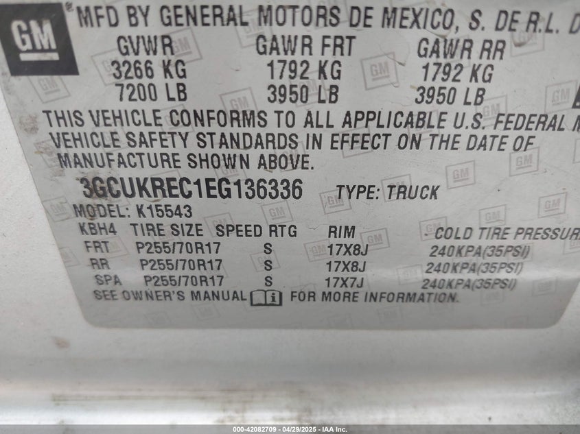 2014 CHEVROLET SILVERADO 1500 1LT - 3GCUKREC1EG136336