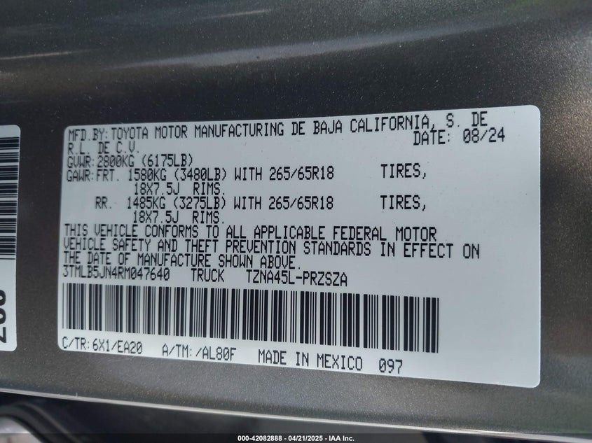 2024 TOYOTA TACOMA TRD SPORT 4WD - 3TMLB5JN4RM047640