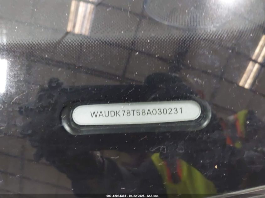 2008 Audi A5 3.2L VIN: WAUDK78T58A030231 Lot: 42084381
