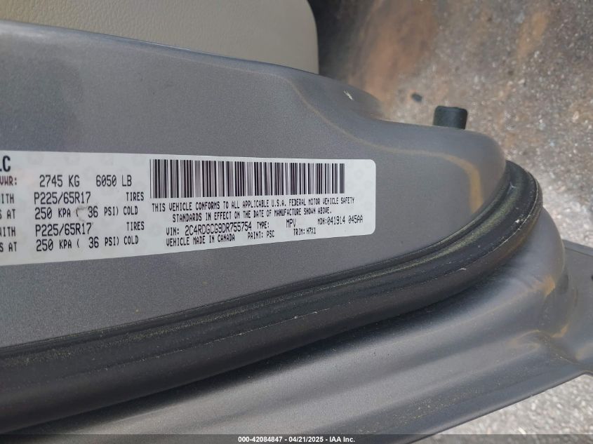 2013 Dodge Grand Caravan Sxt VIN: 2C4RDGCG9DR755754 Lot: 42084847
