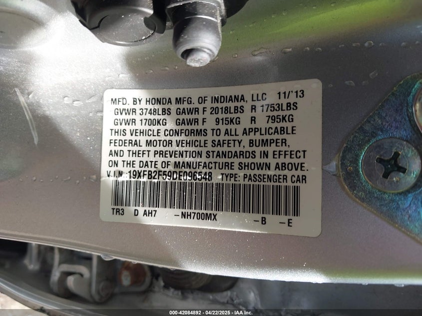 2013 HONDA CIVIC LX - 19XFB2F59DE096548