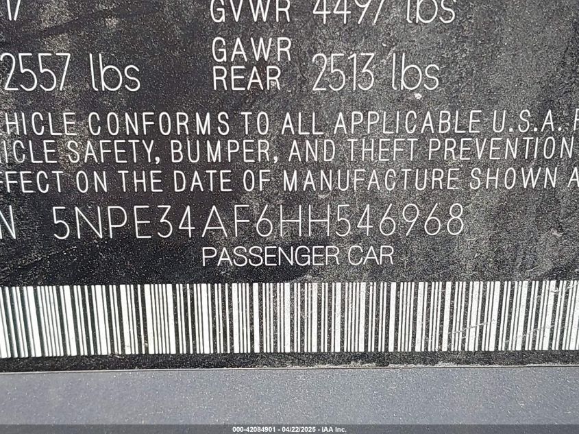 2017 HYUNDAI SONATA SPORT - 5NPE34AF6HH546968