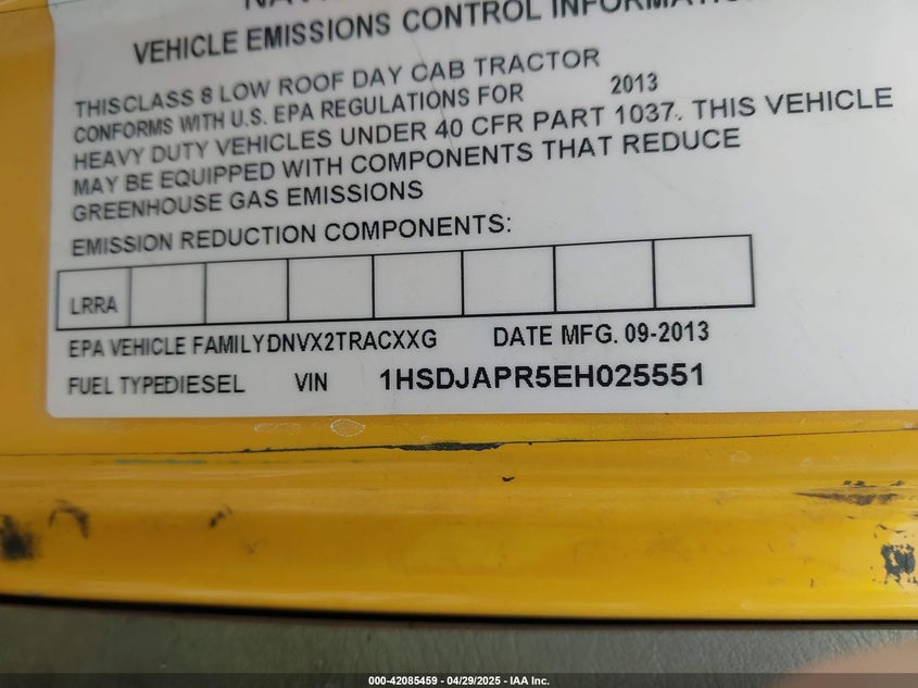 2014 International Prostar VIN: 1HSDJAPR5EH025551 Lot: 42085459