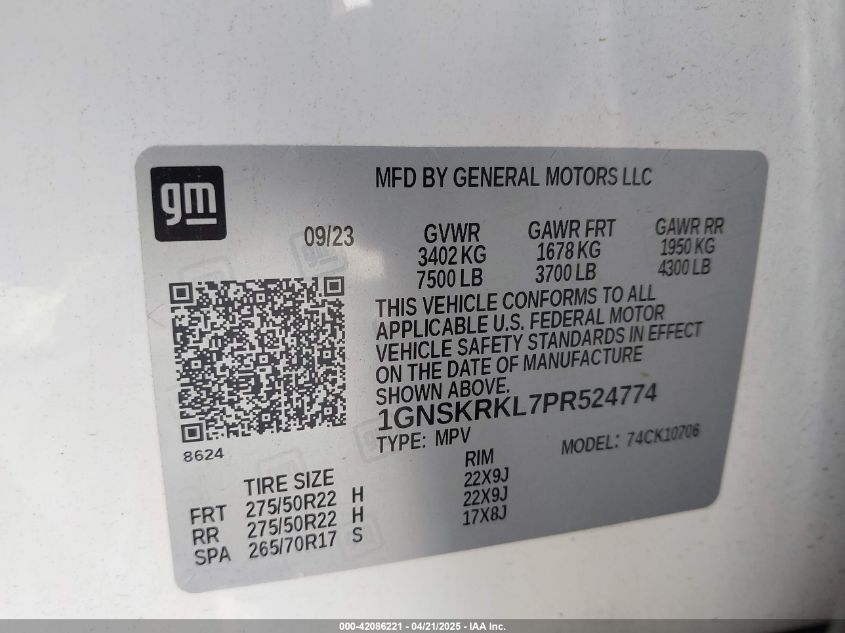 2023 Chevrolet Tahoe - 1GNSKRKL7PR524774