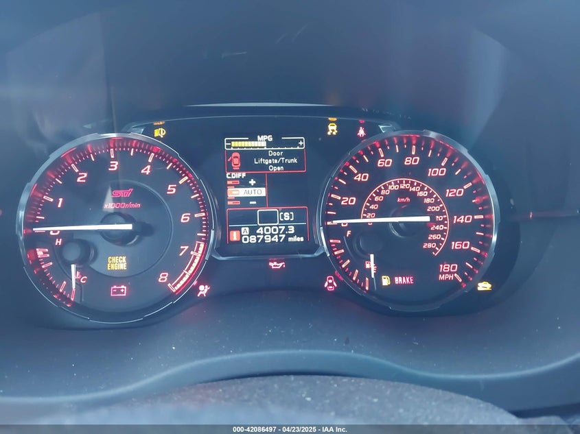 2016 SUBARU WRX STI VIN: JF1VA2Z64G9828991