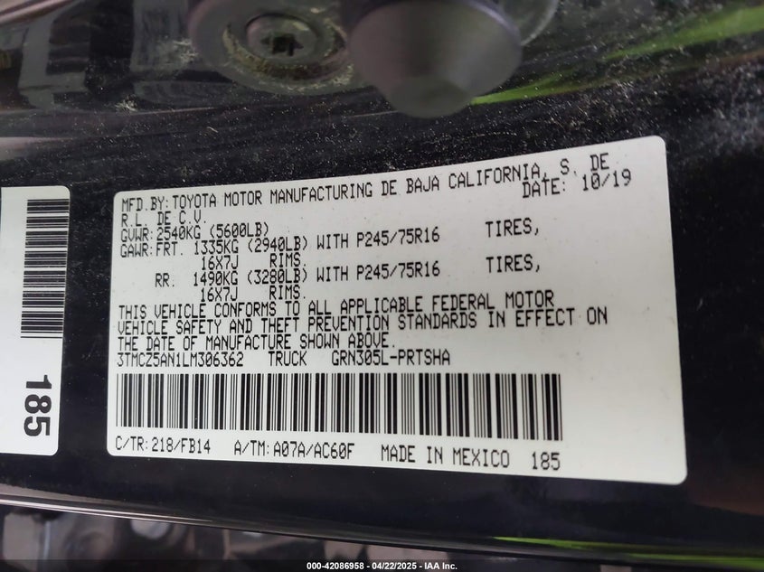 2020 TOYOTA TACOMA SR V6 - 3TMCZ5AN1LM306362