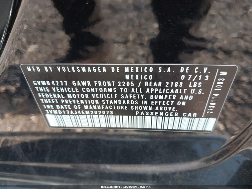 2014 VOLKSWAGEN JETTA 1.8T SE - 3VWD17AJ4EM202078