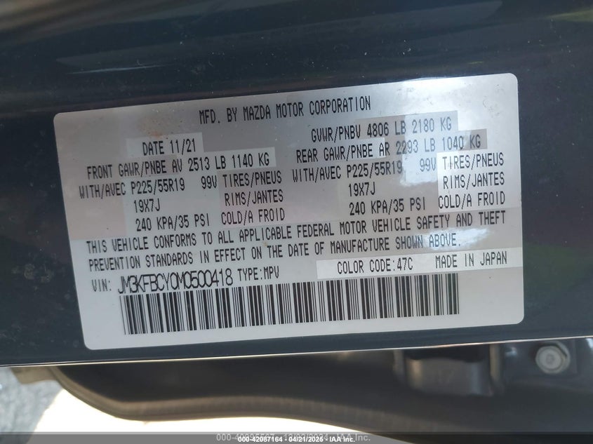 2021 MAZDA CX-5 CARBON EDITION TURBO - JM3KFBCY0M0500418