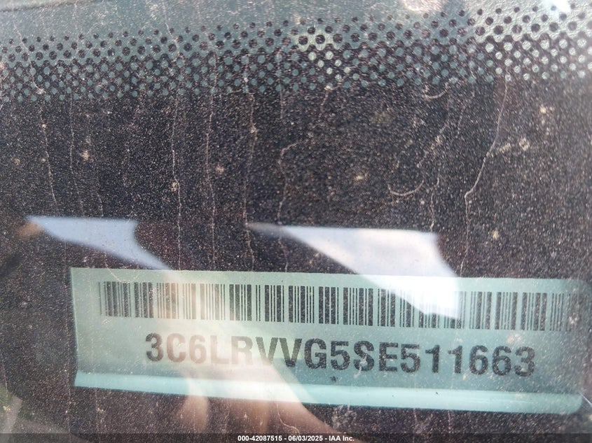 2025 Ram Promaster 2500 Tradesman Low Roof 136 Wb W/Pass Seat VIN: 3C6LRVVG5SE511663 Lot: 42087515