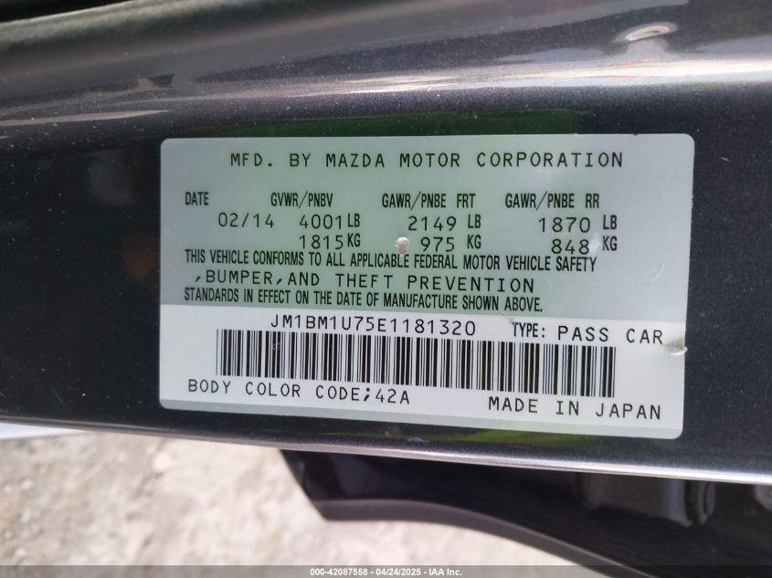 2014 Mazda Mazda3 I Sport VIN: JM1BM1U75E1181320 Lot: 42087558