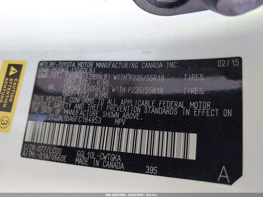 2015 LEXUS RX 350 - 2T2ZK1BA6FC184853