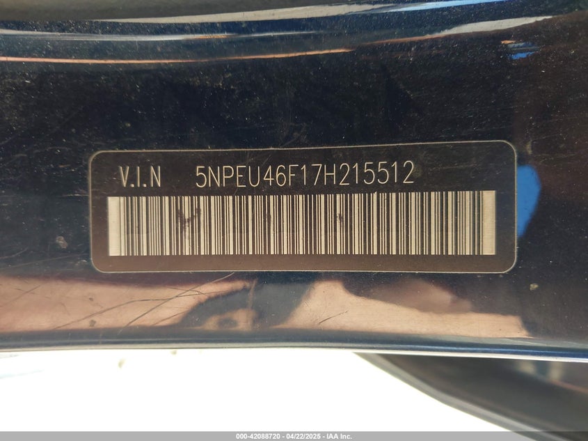 2007 HYUNDAI SONATA VIN: 5NPEU46F17H215512