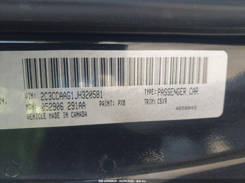 2018 Chrysler 300 Touring VIN: 2C3CCAAG1JH320581 Lot: 42090639