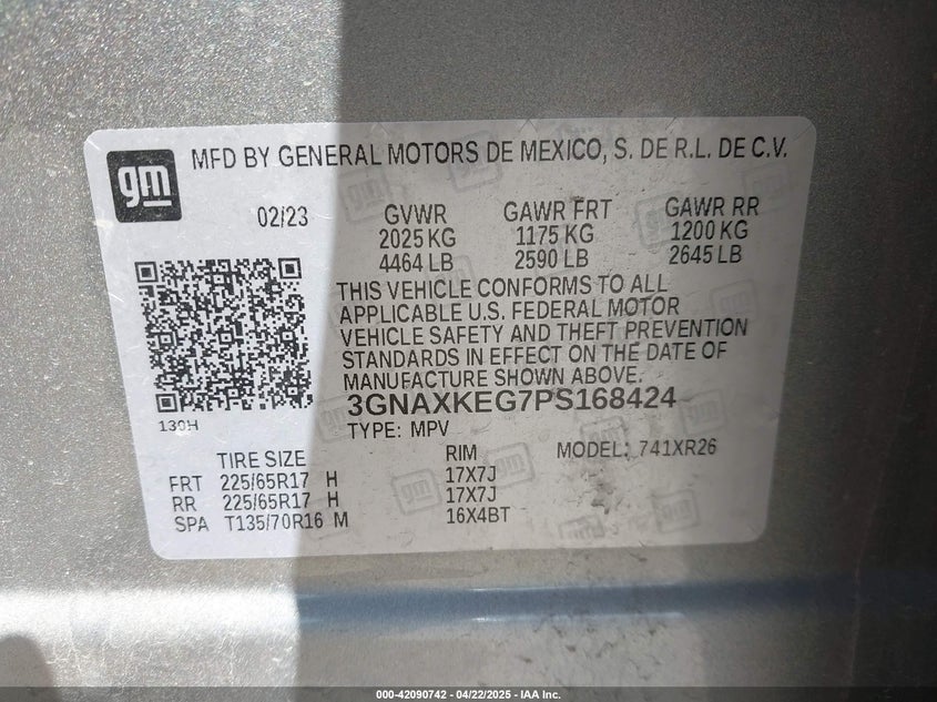 2023 CHEVROLET EQUINOX FWD LT - 3GNAXKEG7PS168424