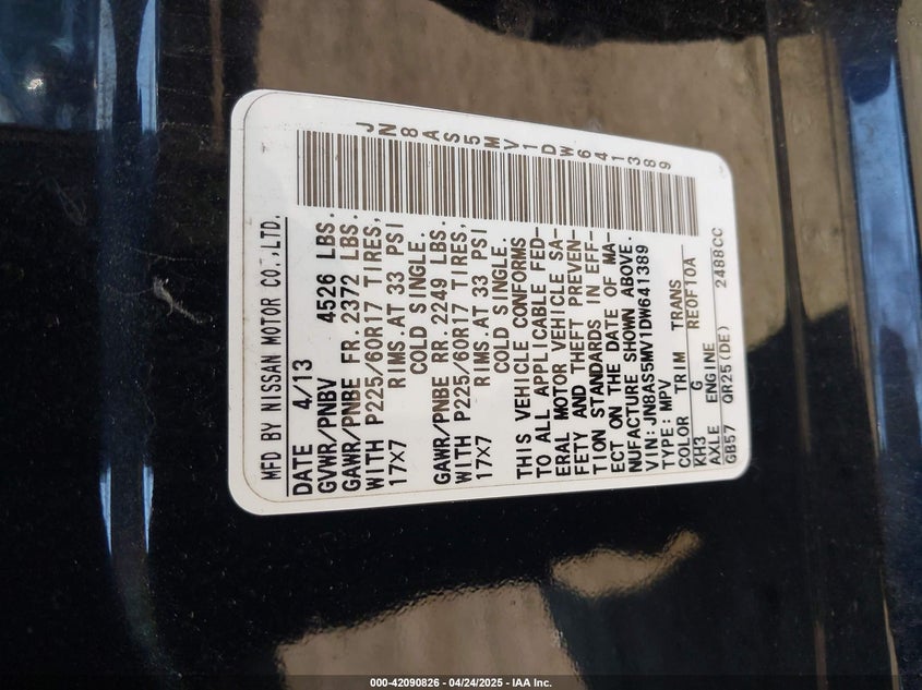 2013 NISSAN ROGUE SV - JN8AS5MV1DW641389