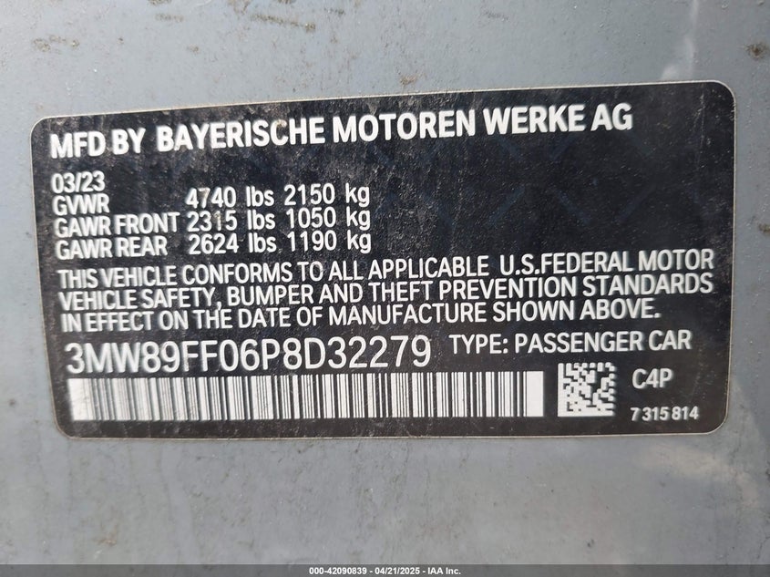 2023 BMW 330I XDRIVE - 3MW89FF06P8D32279