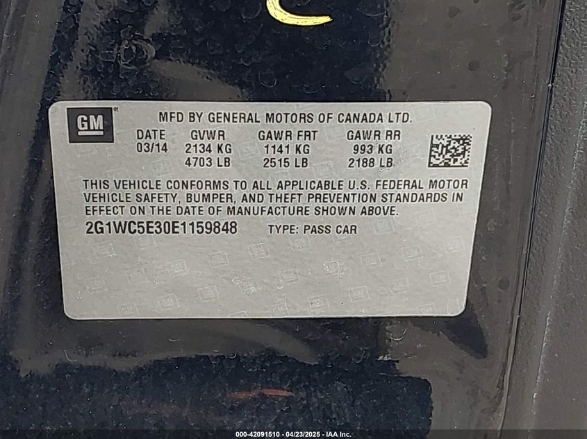 2014 CHEVROLET IMPALA LIMITED VIN: 2G1WC5E30E1159848