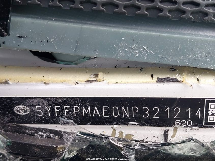 2022 Toyota Corolla Le VIN: 5YFEPMAE0NP321214 Lot: 42095222