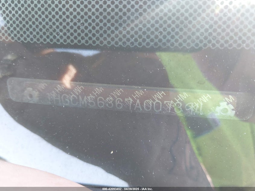 2007 HONDA ACCORD VIN: 1HGCM56367A007394