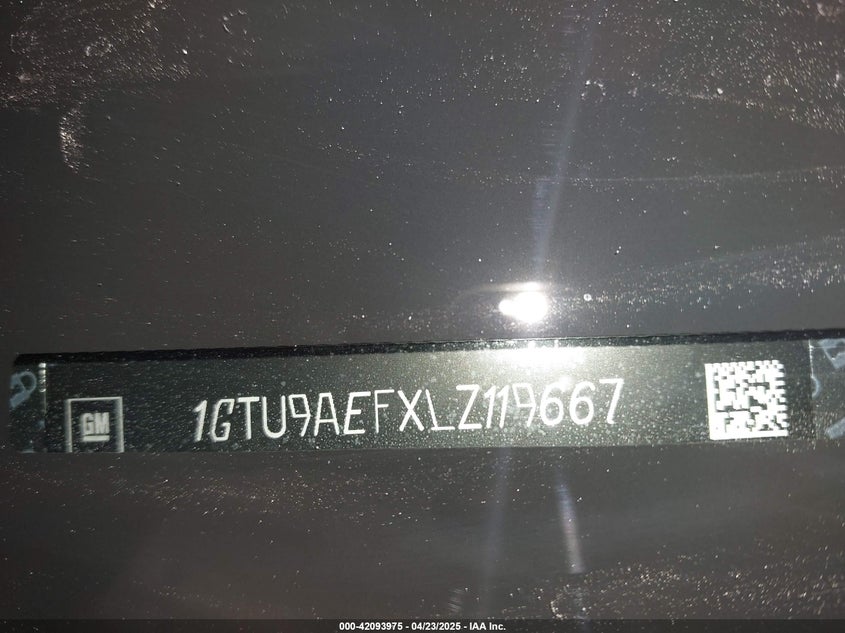 2020 GMC SIERRA 1500 VIN: 1GTU9AEFXLZ119667
