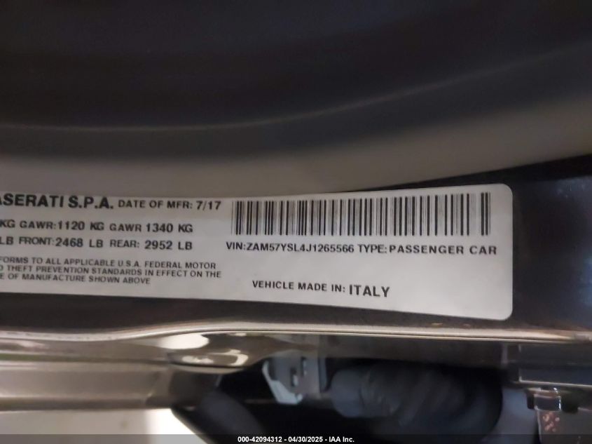 2018 MASERATI GHIBLI S GRANLUSSO - ZAM57YSL4J1265566