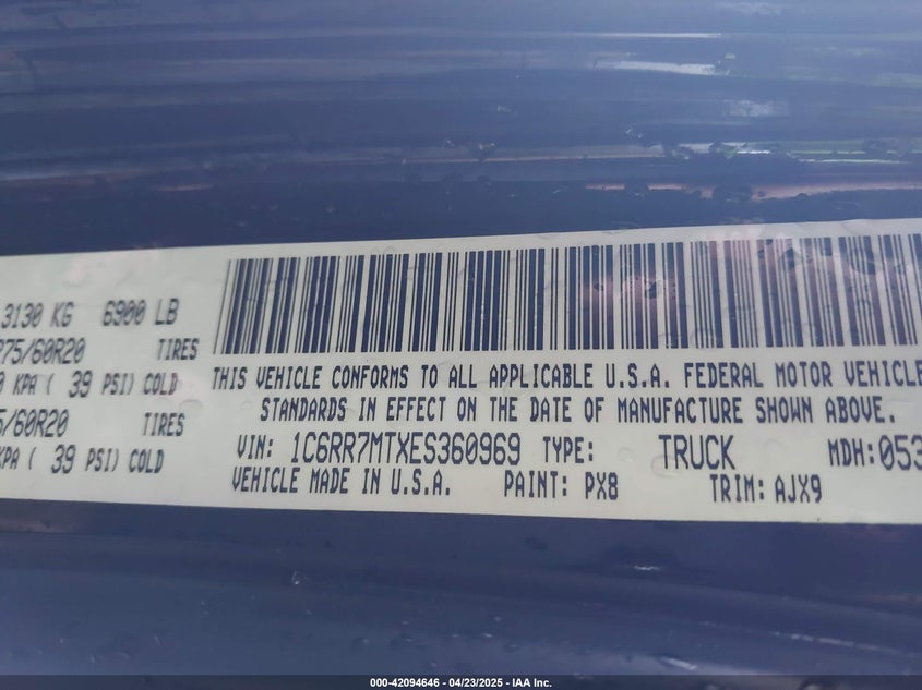 2014 RAM 1500 SPORT - 1C6RR7MTXES360969