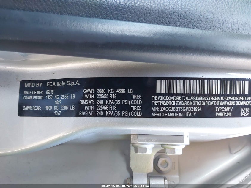 2016 JEEP RENEGADE LATITUDE - ZACCJBBT6GPD21994