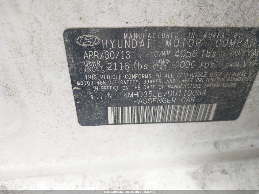 2013 HYUNDAI ELANTRA GT VIN: KMHD35LE7DU110034