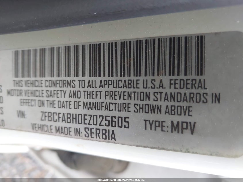 2014 FIAT 500L VIN: ZFBCFABH0EZ025605