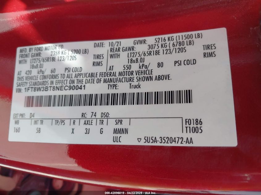 2022 Ford F-350 - 1FT8W3BT8NEC90041