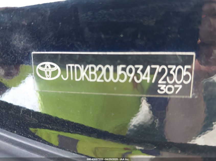 2009 Toyota Prius VIN: JTDKB20U593472305 Lot: 42097222