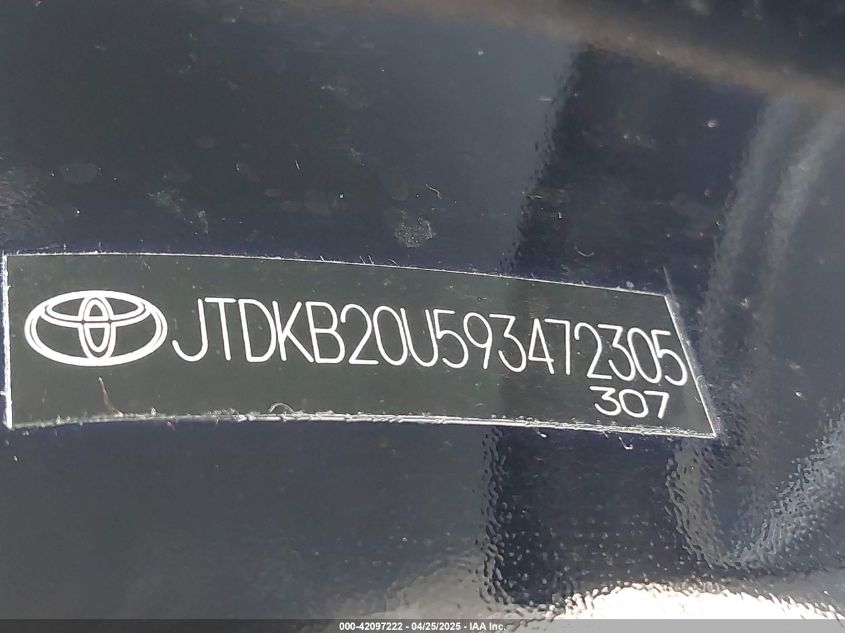 2009 Toyota Prius VIN: JTDKB20U593472305 Lot: 42097222