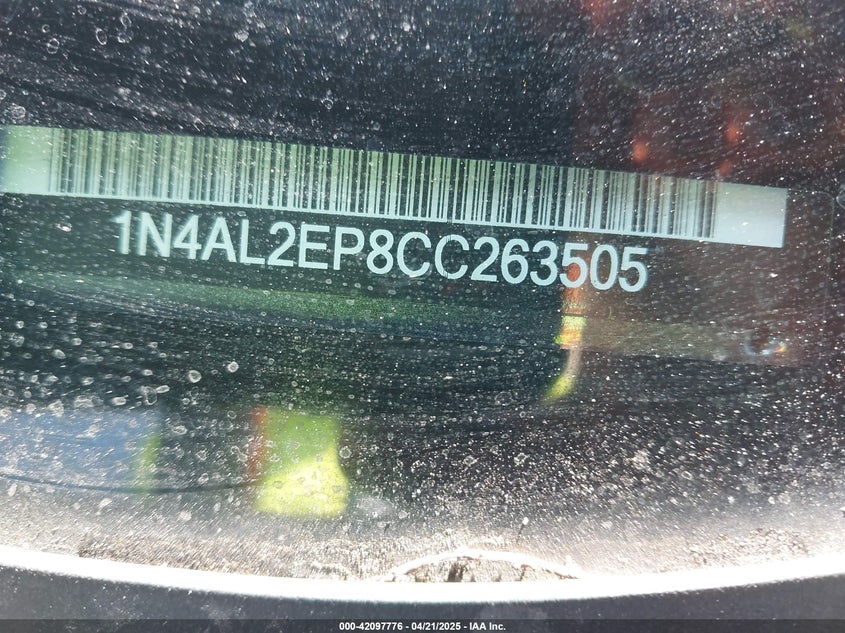 2012 NISSAN ALTIMA VIN: 1N4AL2EP8CC263505