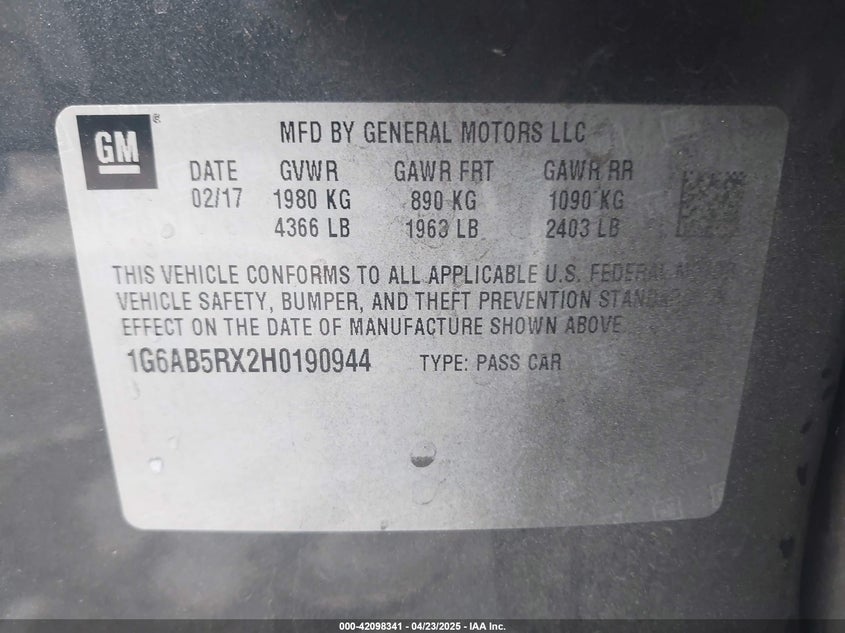 2017 CADILLAC ATS LUXURY - 1G6AB5RX2H0190944