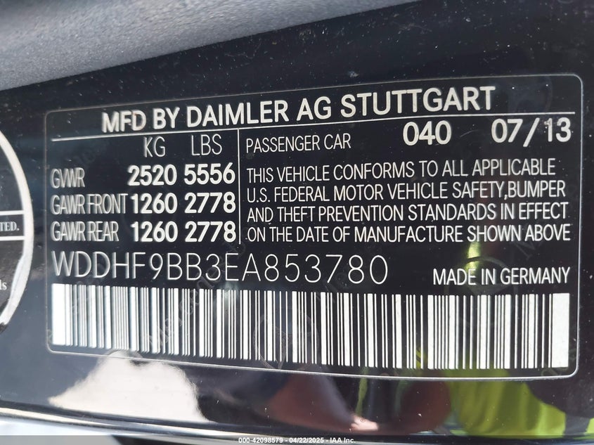 2014 MERCEDES-BENZ E 550 4MATIC - WDDHF9BB3EA853780