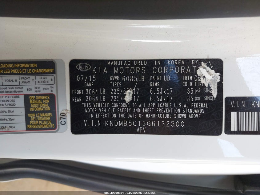 2016 KIA SEDONA LX - KNDMB5C13G6132500