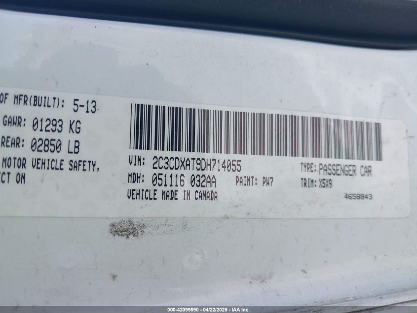 2013 Dodge Charger Police VIN: 2C3CDXAT9DH714055 Lot: 42099590