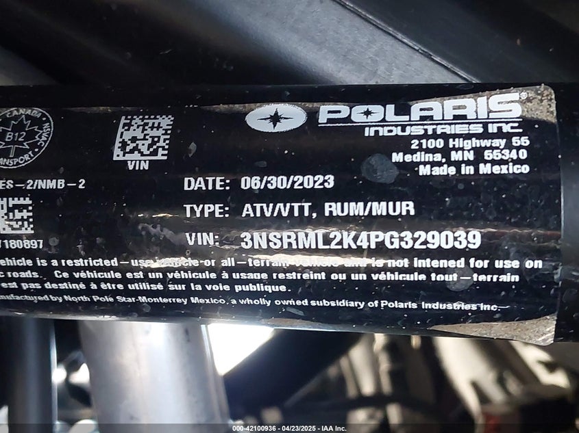 VIN 3NSRML2K4PG329039 2023 POLARIS RZR PRO R 4 ULTIMATE LAUNCH EDITION