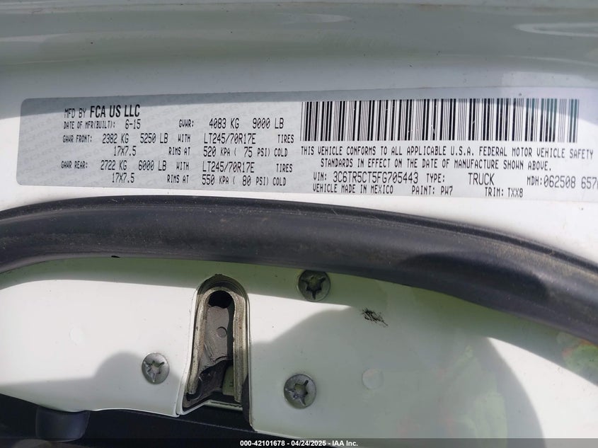 2015 RAM 2500 TRADESMAN - 3C6TR5CT5FG705443