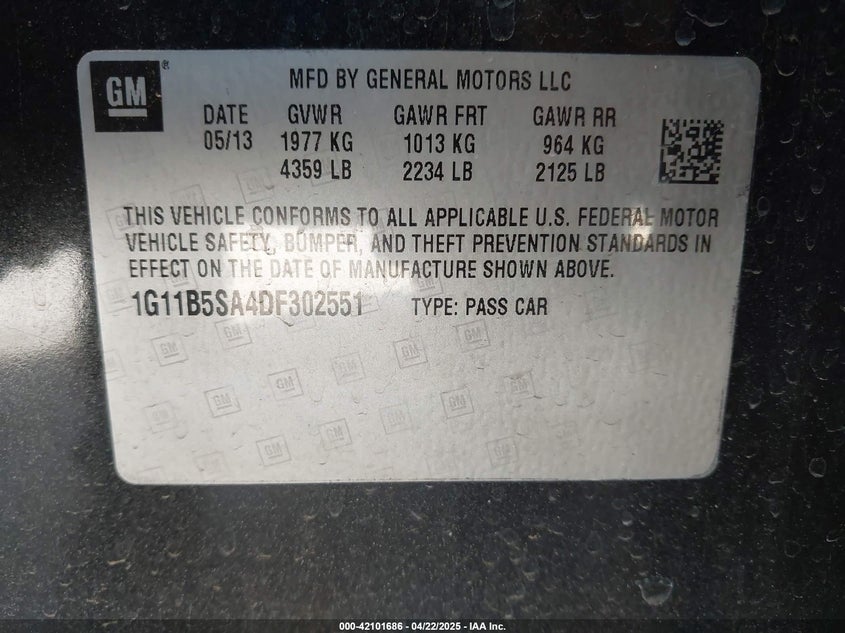 2013 CHEVROLET MALIBU 1LS - 1G11B5SA4DF302551