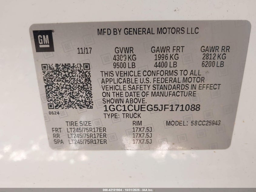 2018 CHEVROLET SILVERADO 2500HD WT - 1GC1CUEG5JF171088